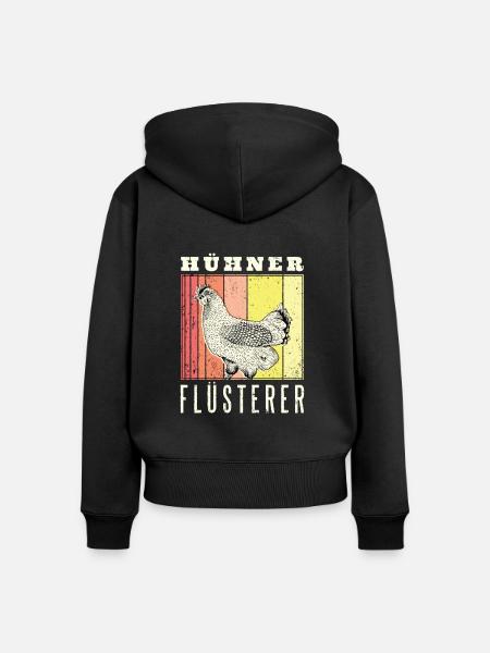 Huehner Fluesterer - Frauen Premium Bio Zip Hoodie - Schwarz