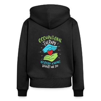 Occupational Therapy Erghotherapie Ergotherapeut - Frauen Premium Bio Zip Hoodie - Schwarz - Hinten - Julia (174cm)
