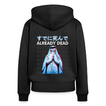 Déjà mort Vaporwave Meme Esthétique Glitch - Sweat à capuche zippé Premium bio Femme - noir - Dos - Julia (174cm)