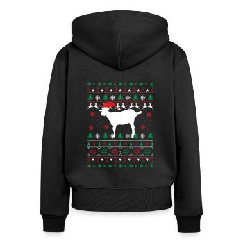 Weihnachtsziege Christmas ugly - Frauen Premium Bio Zip Hoodie - Schwarz - Hinten - Julia (174cm)
