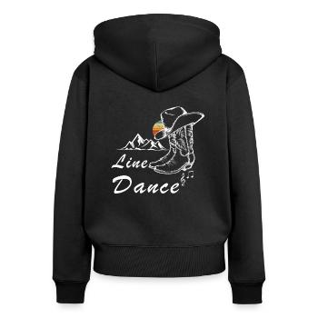 Line Dance Vintage Stiefel Retro Cowboy Girls - Frauen Premium Bio Zip Hoodie - Schwarz - Hinten - Julia (174cm)