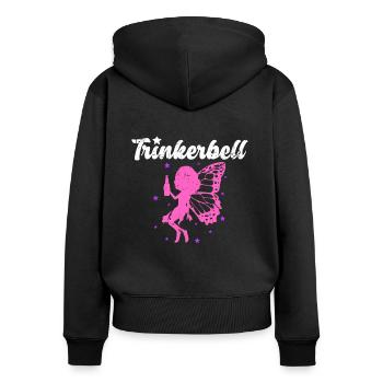 Trinkerbell Geschenk Brautshirt Trinken JGA Team F - Frauen Premium Bio Zip Hoodie - Schwarz - Hinten - Julia (174cm)