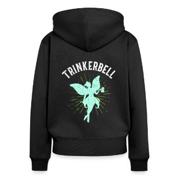 Trinkerbell Geschenk Brautshirt Trinken JGA Team F - Frauen Premium Bio Zip Hoodie - Schwarz - Hinten - Julia (174cm)