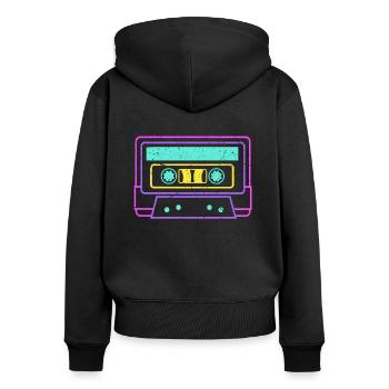 Retro Tape Vintage Kassette - Frauen Premium Bio Zip Hoodie - Schwarz - Hinten - Julia (174cm)