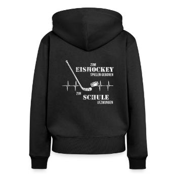 Eishockey Herzschlag - Frauen Premium Bio Zip Hoodie - Schwarz - Hinten - Julia (174cm)