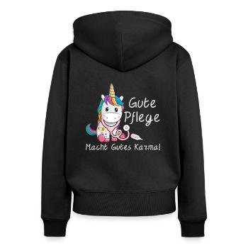 Krankenschwester Pflegekräfte Pflegerin Altenpfleg - Frauen Premium Bio Zip Hoodie - Schwarz - Hinten - Julia (174cm)