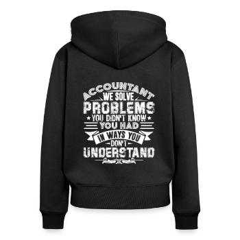 Les comptables-comptables résolvent les problèmes - Sweat à capuche zippé Premium bio Femme - noir - Dos - Julia (174cm)