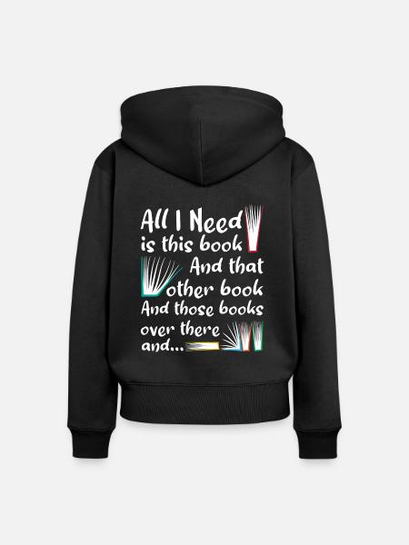 Leseratte liebt Bücher - Frauen Premium Bio Zip Hoodie - Schwarz