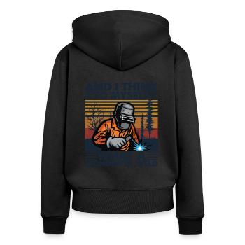 What A Wonderful Weld Vintage Retro - Frauen Premium Bio Zip Hoodie - Schwarz - Hinten - Julia (174cm)