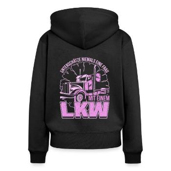 Camionneur femmes - camionneuse et camionneuse Gesche - Sweat à capuche zippé Premium bio Femme - noir - Dos - Julia (174cm)