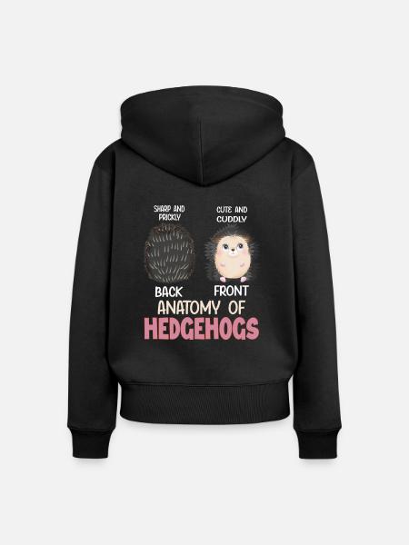 Anatomie des Igel - Frauen Premium Bio Zip Hoodie - Schwarz
