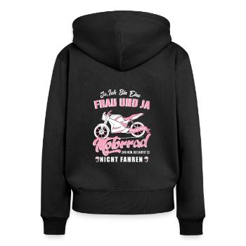 Motorrad Motorradfahrerin Geschenk Spruch Motorrad - Frauen Premium Bio Zip Hoodie - Schwarz - Hinten - Julia (174cm)