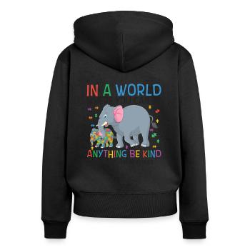 You Can Be Anything Be Kind Autism Awareness - Sweat à capuche zippé Premium bio Femme - noir - Dos - Julia (174cm)