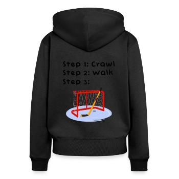 Crawl Walk Hockey Goalie Baby Bodysuit - Women's Premium Organic Zip Hoodie - black - Back - Julia (174cm)