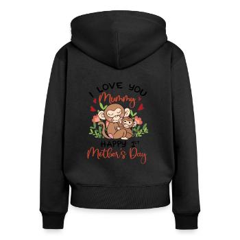 I Love You Mummy Happy 1st Mother’s Day Baby - Sweat à capuche zippé Premium bio Femme - noir - Dos - Julia (174cm)