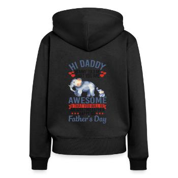 Salut papa, tu es génial, bonne fête des pères - Sweat à capuche zippé Premium bio Femme - noir - Dos - Julia (174cm)