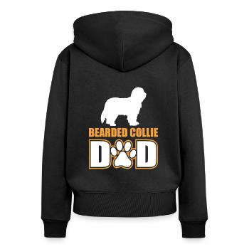 Bearded Collie Dad - Sweat à capuche zippé Premium bio Femme - noir - Dos - Julia (174cm)