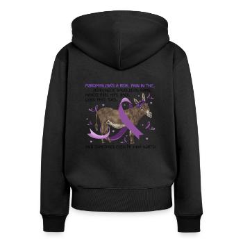 Fibromyalgia Donkey Fibromyalgia Awareness - Sweat à capuche zippé Premium bio Femme - noir - Dos - Julia (174cm)