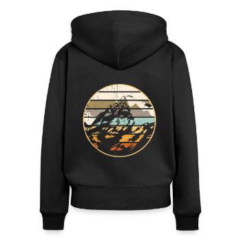 Vintage montagne Randonnée Alpinisme Amateurs de montagne - Sweat à capuche zippé Premium bio Femme - noir - Dos - Julia (174cm)