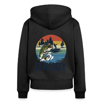 Fishing Daddy Matching - Frauen Premium Bio Zip Hoodie - Schwarz - Hinten - Julia (174cm)