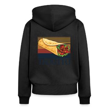 Taquito assorti papa et bébé - Sweat à capuche zippé Premium bio Femme - noir - Dos - Julia (174cm)