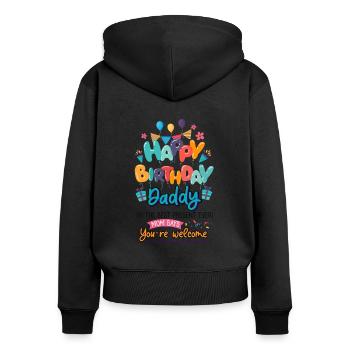 Happy Birthday Daddy Baby Bodysuit - Sweat à capuche zippé Premium bio Femme - noir - Dos - Julia (174cm)