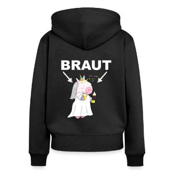 Braut - Frauen Premium Bio Zip Hoodie - Schwarz - Hinten - Julia (174cm)
