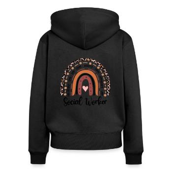 Travailleur social - Sweat à capuche zippé Premium bio Femme - noir - Dos - Julia (174cm)