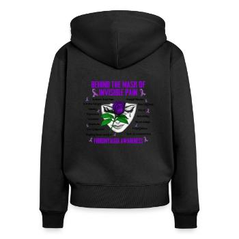 Behind The Mask Of Invisible Pain Fibromyalgia - Women's Premium Organic Zip Hoodie - black - Back - Julia (174cm)
