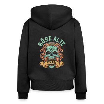 Sprüche Böse alte Frau Geschenkidee - Frauen Premium Bio Zip Hoodie - Schwarz - Hinten - Julia (174cm)