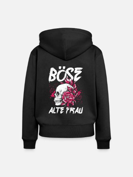 BÖSE ALTE FRAU - Frauen Premium Bio Zip Hoodie - Schwarz