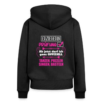 Erzieherin Prüfung bestanden Arbeitskollegen Kita - Frauen Premium Bio Zip Hoodie - Schwarz - Hinten - Julia (174cm)