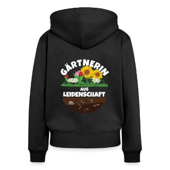 Gärtnerin aus leidenschaft - Frauen Premium Bio Zip Hoodie - Schwarz - Hinten - Julia (174cm)