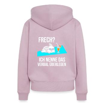 Insolent cadeau supérieur verbal - Sweat à capuche zippé Premium bio Femme - rose poudré - Dos - Julia (174cm)