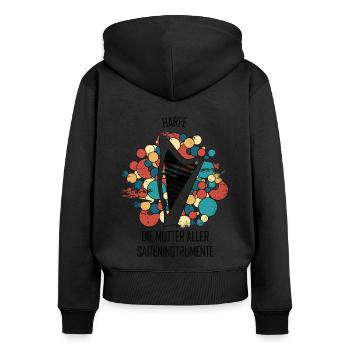 Harfe Geschenk Musikinstrument Musiker Zupfen - Frauen Premium Bio Zip Hoodie - Schwarz - Hinten - Julia (174cm)