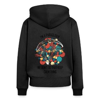 Paragliding Gleitschirm Paragleiter Paraglider - Frauen Premium Bio Zip Hoodie - Schwarz - Hinten - Julia (174cm)