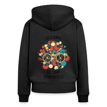 Fahrradwerkstatt Fahrradmonteurin Fahrrad - Frauen Premium Bio Zip Hoodie - Schwarz - Hinten - Julia (174cm)