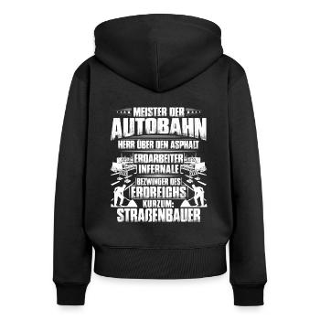 Straßenbauer/Asphaltbauer/Straßenbau/Geschenk - Frauen Premium Bio Zip Hoodie - Schwarz - Hinten - Julia (174cm)
