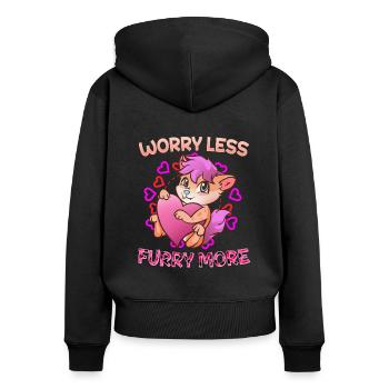 Worry less Furry more I Fursona Cosplay Fandom - Frauen Premium Bio Zip Hoodie - Schwarz - Hinten - Julia (174cm)