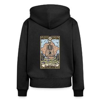 The Deadlifter I Goth Tarot Card I Fortune Teller - Frauen Premium Bio Zip Hoodie - Schwarz - Hinten - Julia (174cm)