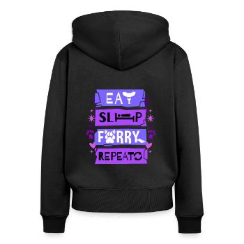 Eat Sleep Furry Repeat I Furries Fandom Cosplay - Frauen Premium Bio Zip Hoodie - Schwarz - Hinten - Julia (174cm)