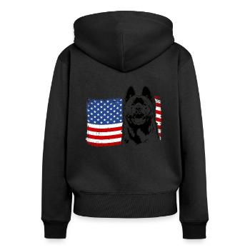 Drapeau américain AKITA America Wilsigns - Sweat à capuche zippé Premium bio Femme - noir - Dos - Julia (174cm)