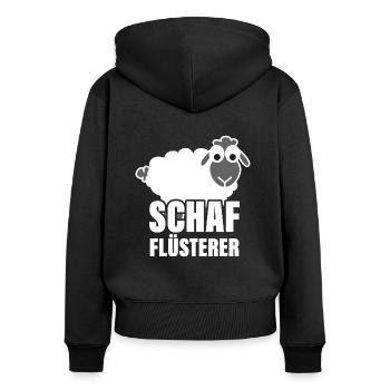 Schaf Flüsterer Geschenk Schäfer - Frauen Premium Bio Zip Hoodie - Schwarz - Hinten - Julia (174cm)