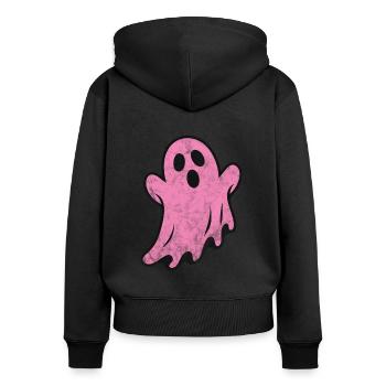 Geist - Frauen Premium Bio Zip Hoodie - Schwarz - Hinten - Julia (174cm)