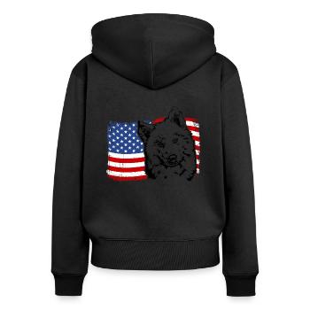 Samoyed America Flag Dog Dogs Wilsigns - Women's Premium Organic Zip Hoodie - black - Back - Julia (174cm)