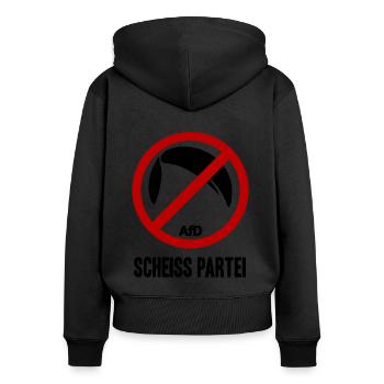 ANTI AFD SCHEISS PARTEI - Frauen Premium Bio Zip Hoodie - Schwarz - Hinten - Julia (174cm)