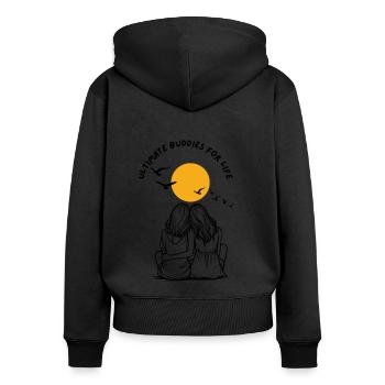 Ultimate buddies for life - Women's Premium Organic Zip Hoodie - black - Back - Julia (174cm)