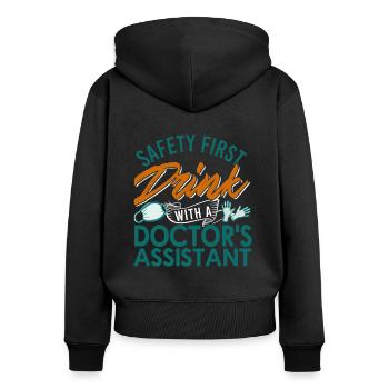 Arzthelferin - Frauen Premium Bio Zip Hoodie - Schwarz - Hinten - Julia (174cm)
