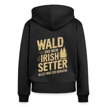 Wald und mein Irish Setter - Frauen Premium Bio Zip Hoodie - Schwarz - Hinten - Julia (174cm)