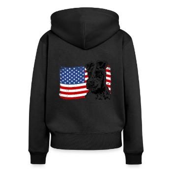 Wire Fox Terrier America Flag Dogs Wilsigns - Women's Premium Organic Zip Hoodie - black - Back - Julia (174cm)